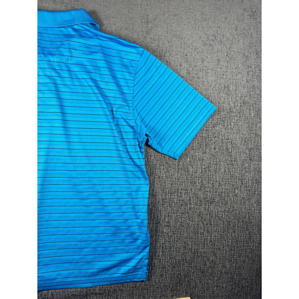 PGA Tour Mens XL Blue Striped Short Sleeve Performance Golf Polo Shirt - Picture 10 of 12